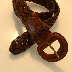 EUC Braided Woven Leather Belt-Turkish Collection Medium 35” Rich Chestnut Brown